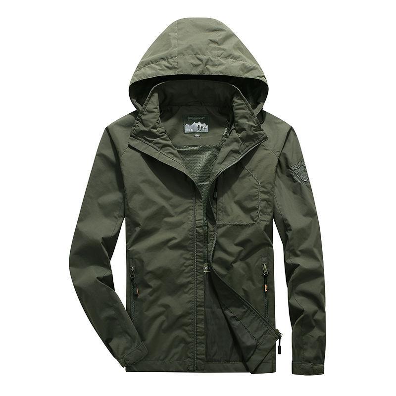 Spring and Autumn Thin Jacket Men's Outdoor Sports Casual Hooded Jacket Men's Mountaineering Suit Large Size Windbreaker Jacket