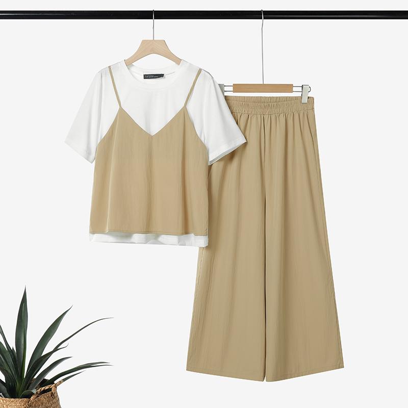 

ZANZEA Женская блузка с коротким рукавом и брюки Летние комплекты-двойки 5XL