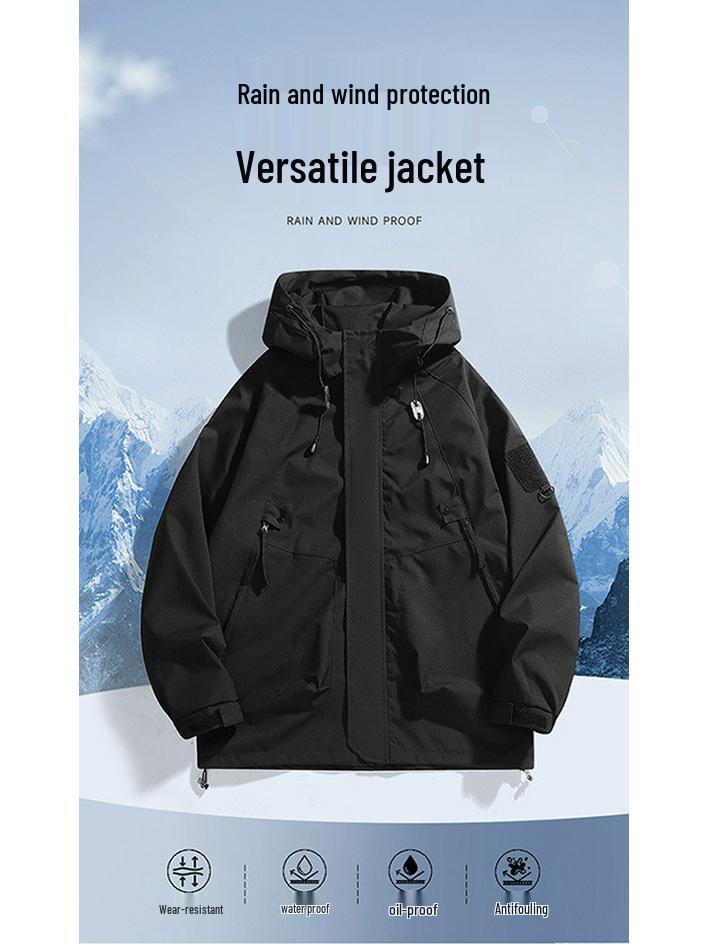 Unisex Windproof & Waterproof Cotton Jacket for Mountain, Autumn/Spring Style, Loose Fit