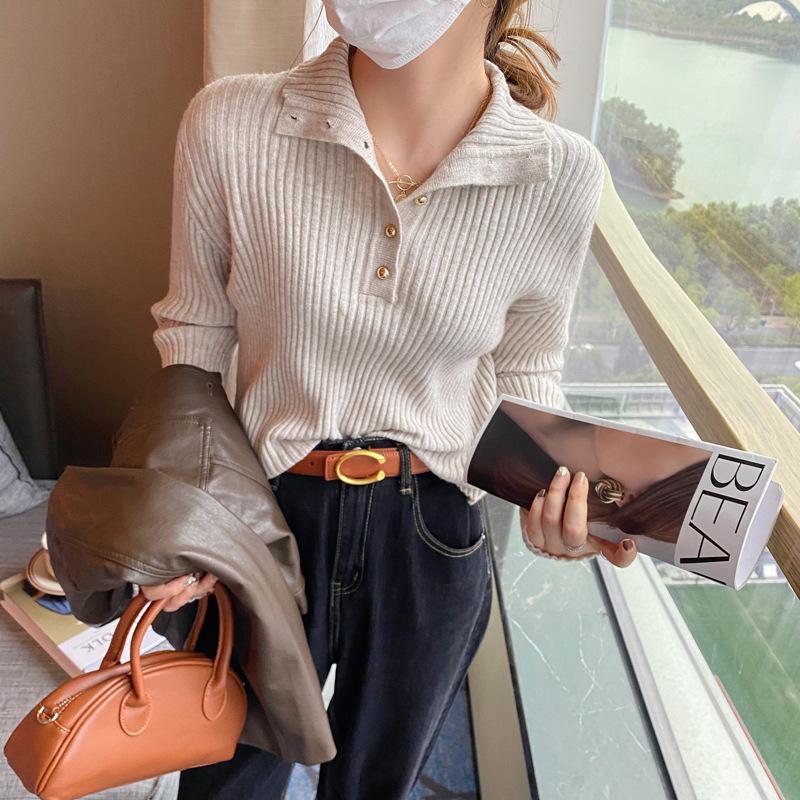 Good Fabric Semi High Neck Sweater for Women's Autumn Winter Base Knit Sweater Loose Top for Outwear