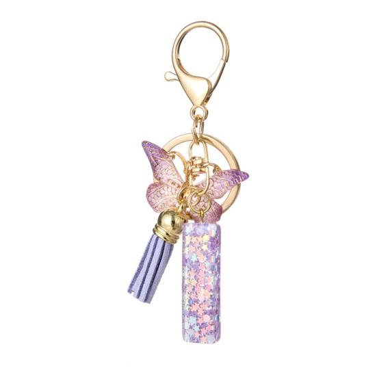 Purple Series Keychain Pendant Sequins Star Initial Letter Key Chain