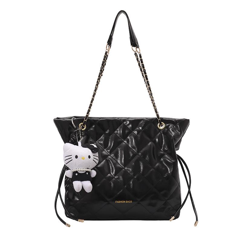 2026 Korean Style Quilted Diamond Chain Bucket Bag – Stylish Casual Underarm Accessory