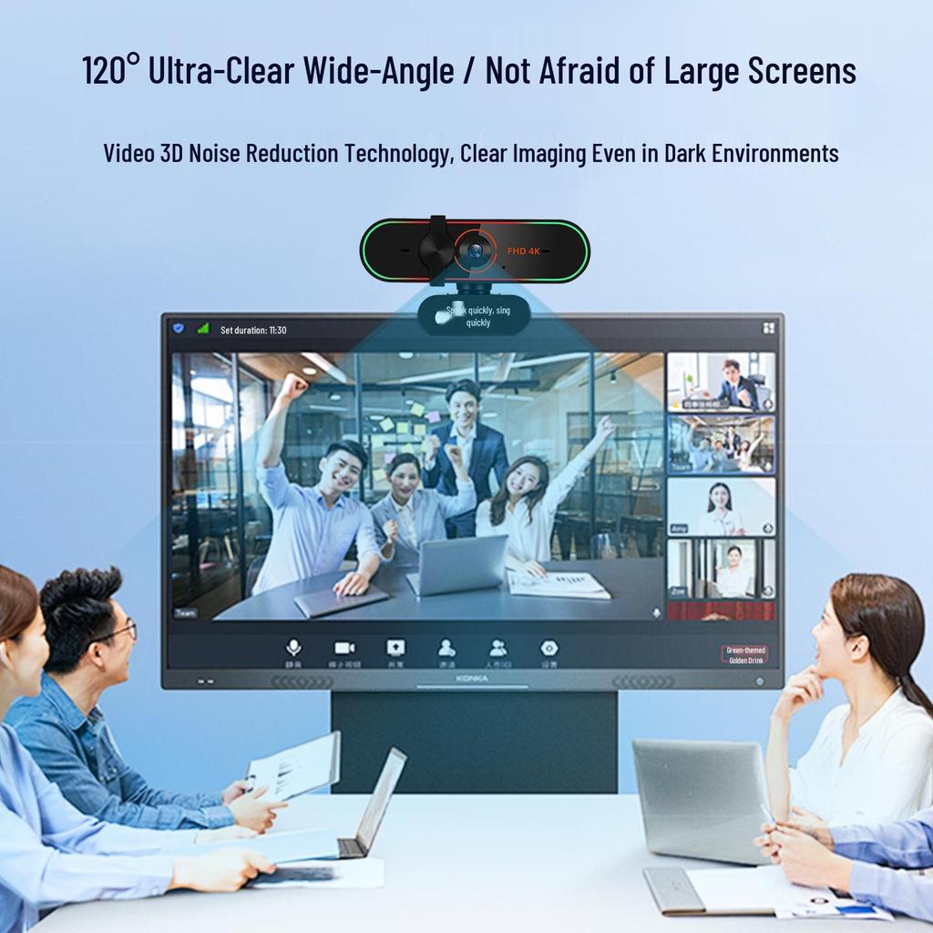 4K Ultra HD Live Streaming Webcam with Microphone for Computers and Laptops