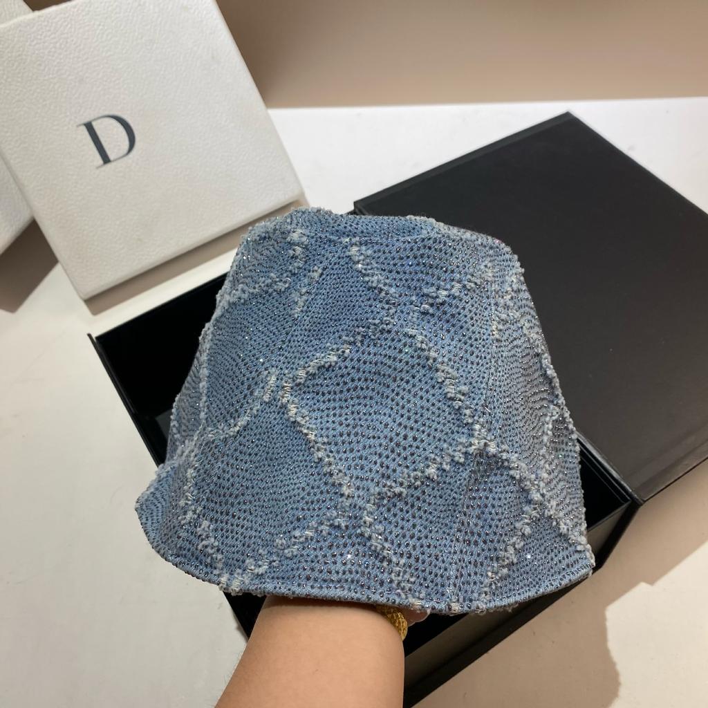 French Paris Designer Gypsy Denim Bucket Hat Japanese Broken Face Small Sunshade Bucket Hat