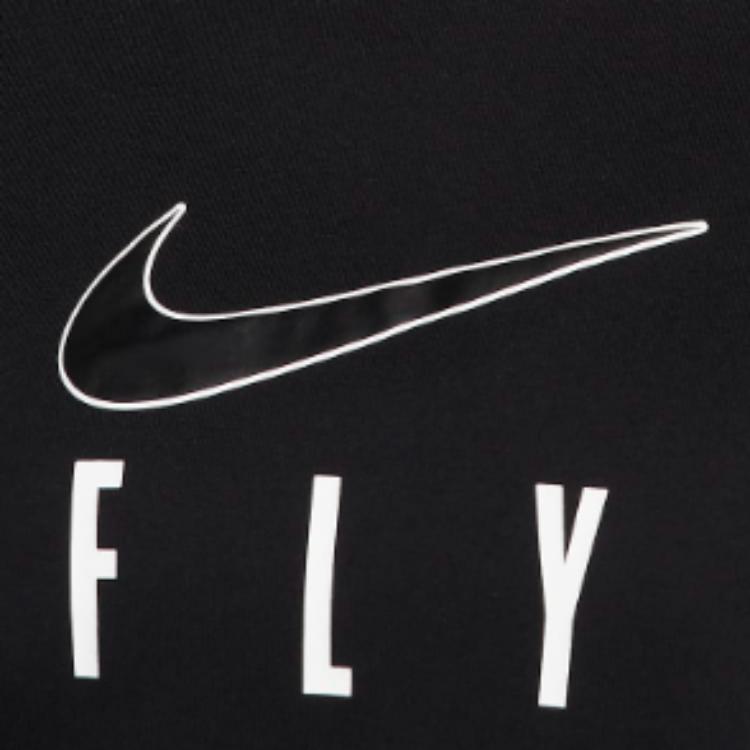Nike Dri-FIT Swoosh Fly Logo Printed Ribbed Crew Neck Sports T-Shirt Women Tops Black FN5372-010