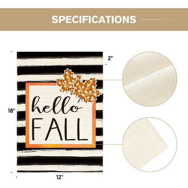 AVOIN colorlife Hello Pumpkin Fall Garden Flag 12 x 18 Inch Watercolor Stripes Double Sided, Autumn Seasonal Rustic Yard Outdoor Decoration