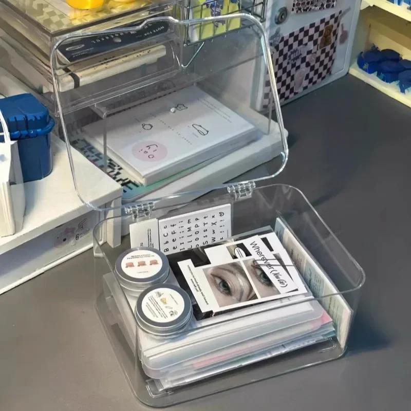 Acrylic Clear Storage Organizer Box - Clamshell Design for Home, Office Essentials with Multi-Purpose Stationery Organizers