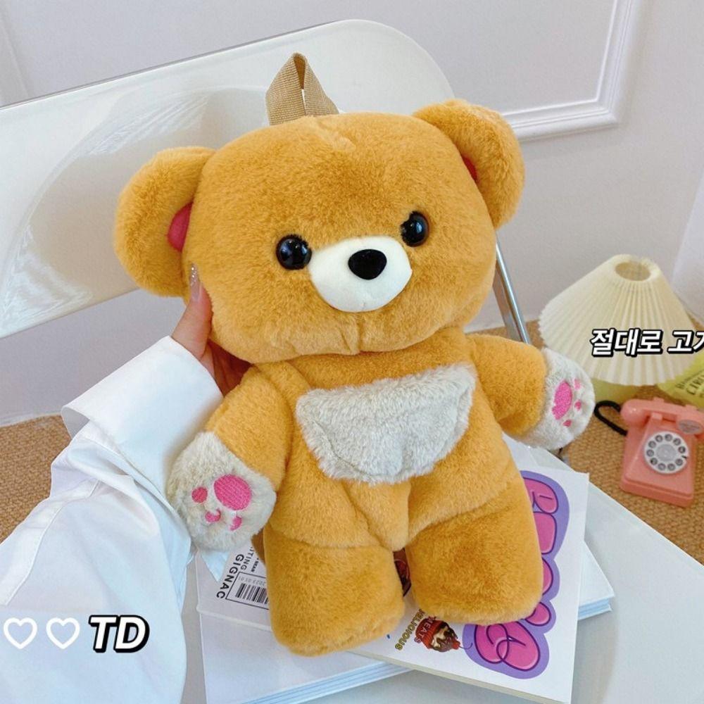 Cony Hair Plush Shoulders Bag 3D Bear Animal Bag Sweet Plush Bear Backpack Outdoor