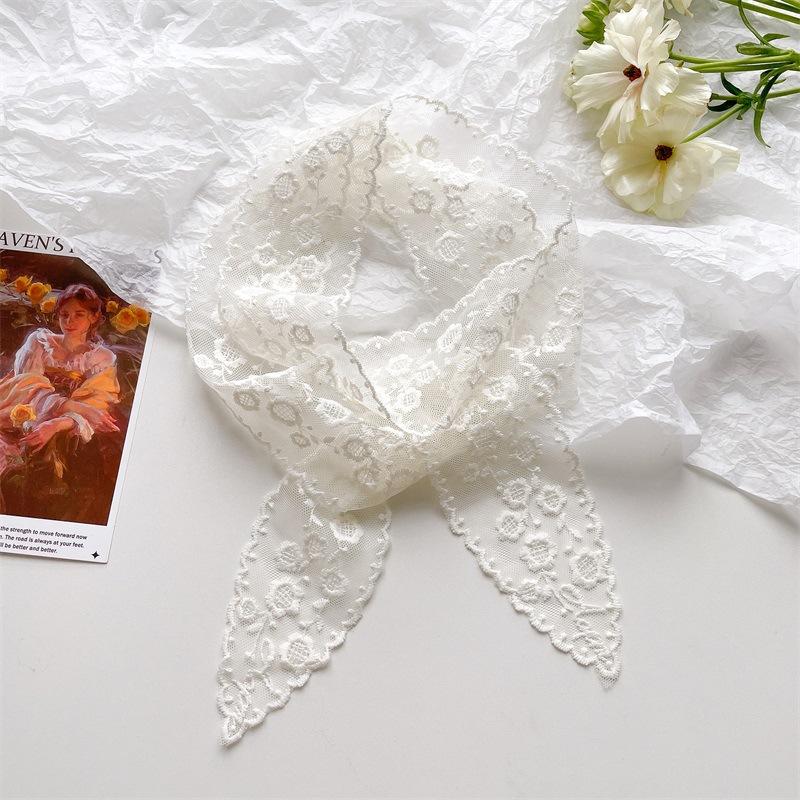 Korean Version Ins Pure Desire Lace Long Scarf Women's Spring Summer Hot Girl Layering French Accessories Hair Tie Headband