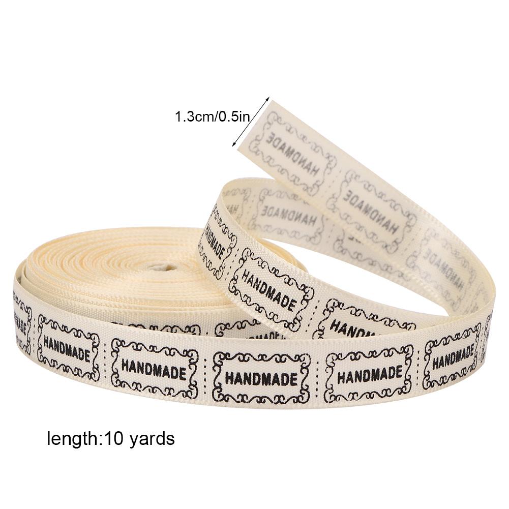 1PCS 10 Yards 1.3cm English Words Printed Ribbon Wrap Belt for Party (beige)