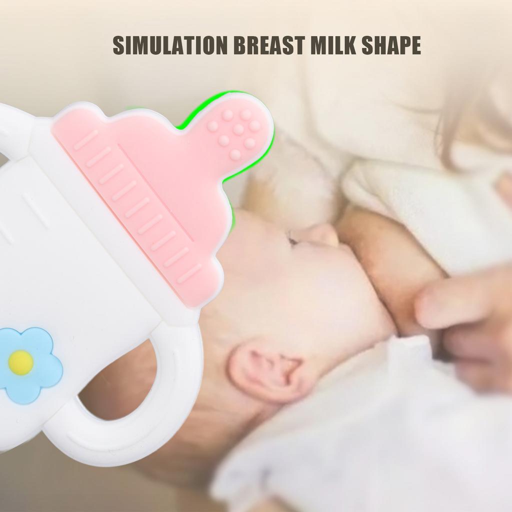 Baby Teether Cartoon Bottle Shape One Piece Soft Flexible Baby Silicone Teether Baby Teething Chew Toys