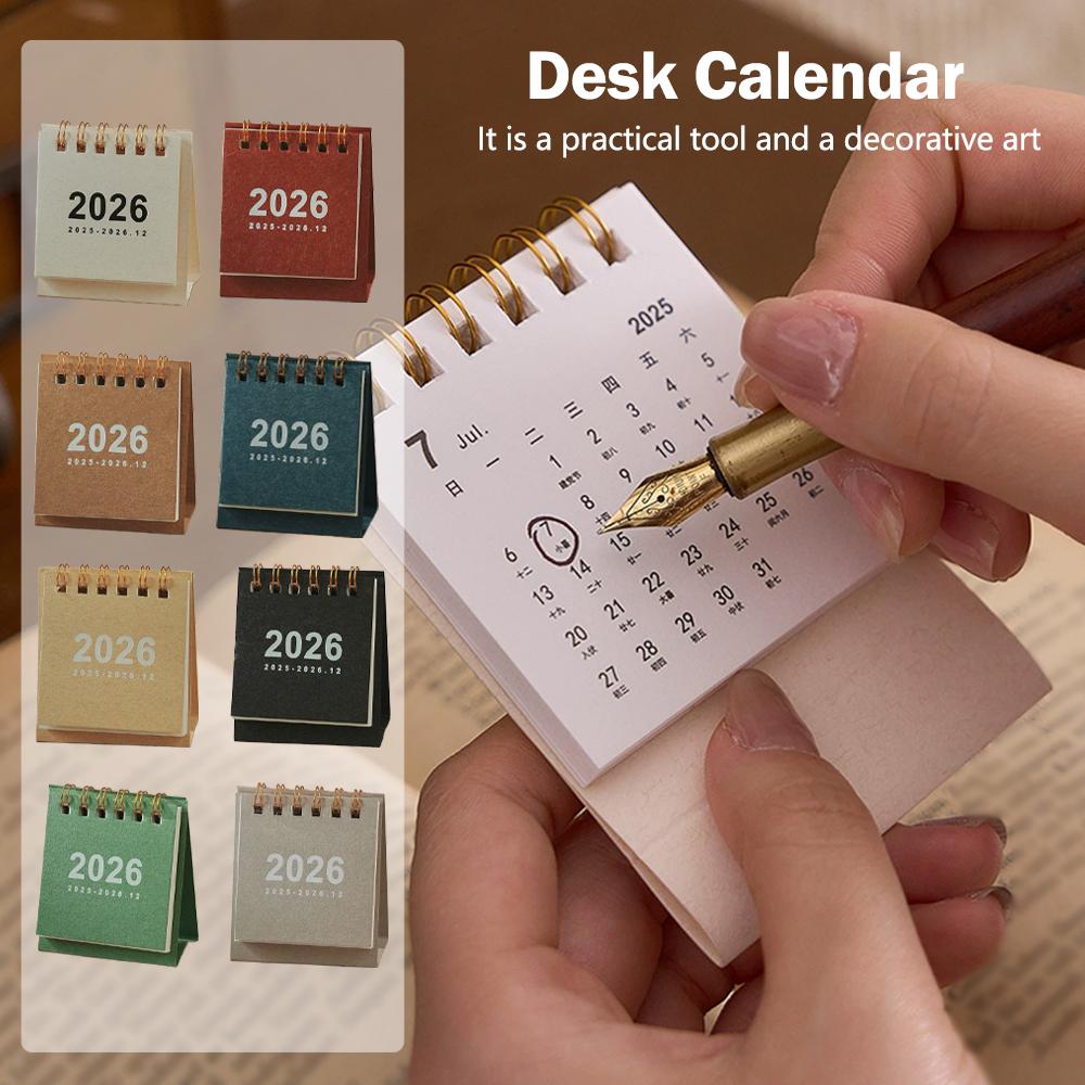 3pcs English 2026 Mini Simple Small Desk Calendar Pocket Portable Daily Memo Calendar Planner Desktop Decor Office Stationery