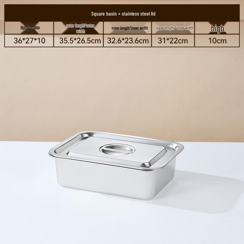 Food Grade Stainless Steel Rectangular Deep Tray with Steel Lid
