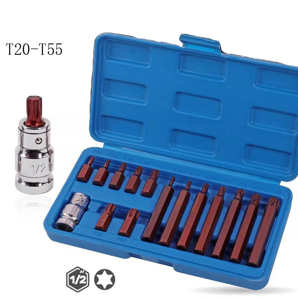 1set For Torx Star 12 Points Hex Socket Bit Tool 1/2 Inch Drive Adapter Spanner For Garage Equipment Auto Repair Tools