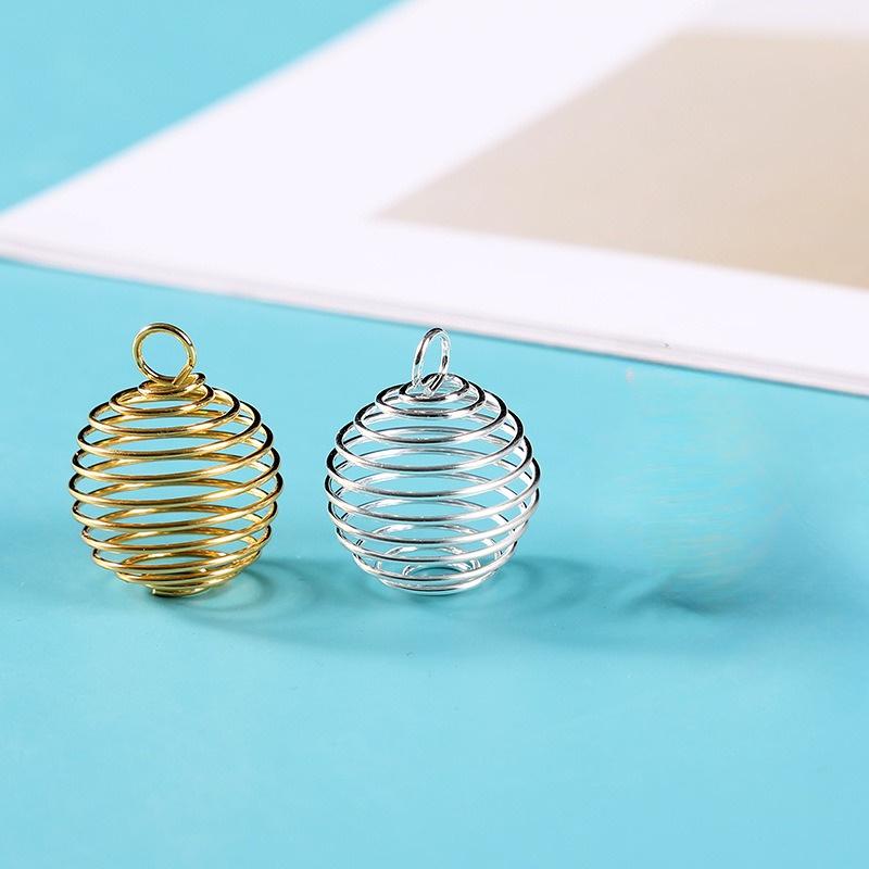40 pezzi di ciondolo cavo in ferro con sfera a molla sospesa, ciondolo cavo a forma di lanterna con sfera a molla fai da te, accessori per gioielli con ciondolo per orecchini