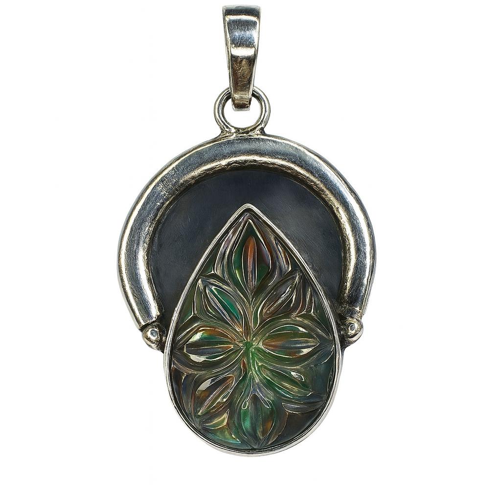 

43 Ct Pear 925 Sterling Silver Natural CERTIFIED Opal Gemstone Pendant For Gift AI-171-NS 41.2 mm approx різнокольоровий