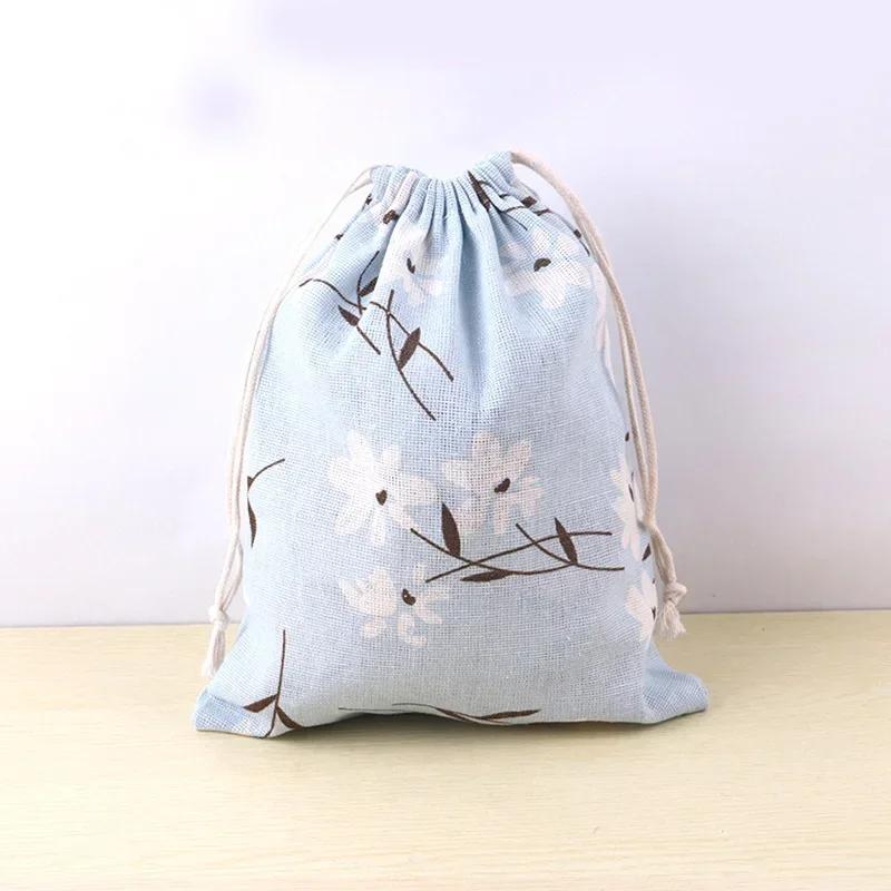 

Storage Cotton Linen Fabric Pouch Drawstring Bags Cute Kids Travel Cloth Shoes Storage Bag Makeup Case Gift Bags S-14x16cm