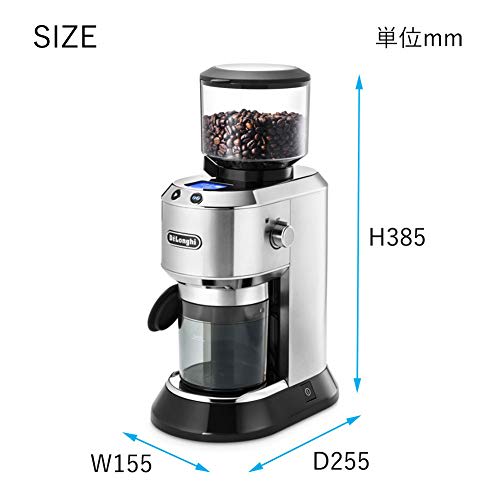 De'Longhi Coffee Grinder De'Longhi KG521J-M Cone Type Coffee Beans 350g Safe Design Coarse to Extra Fine Grind 18 Grain Sizes LCD Display Low Friction