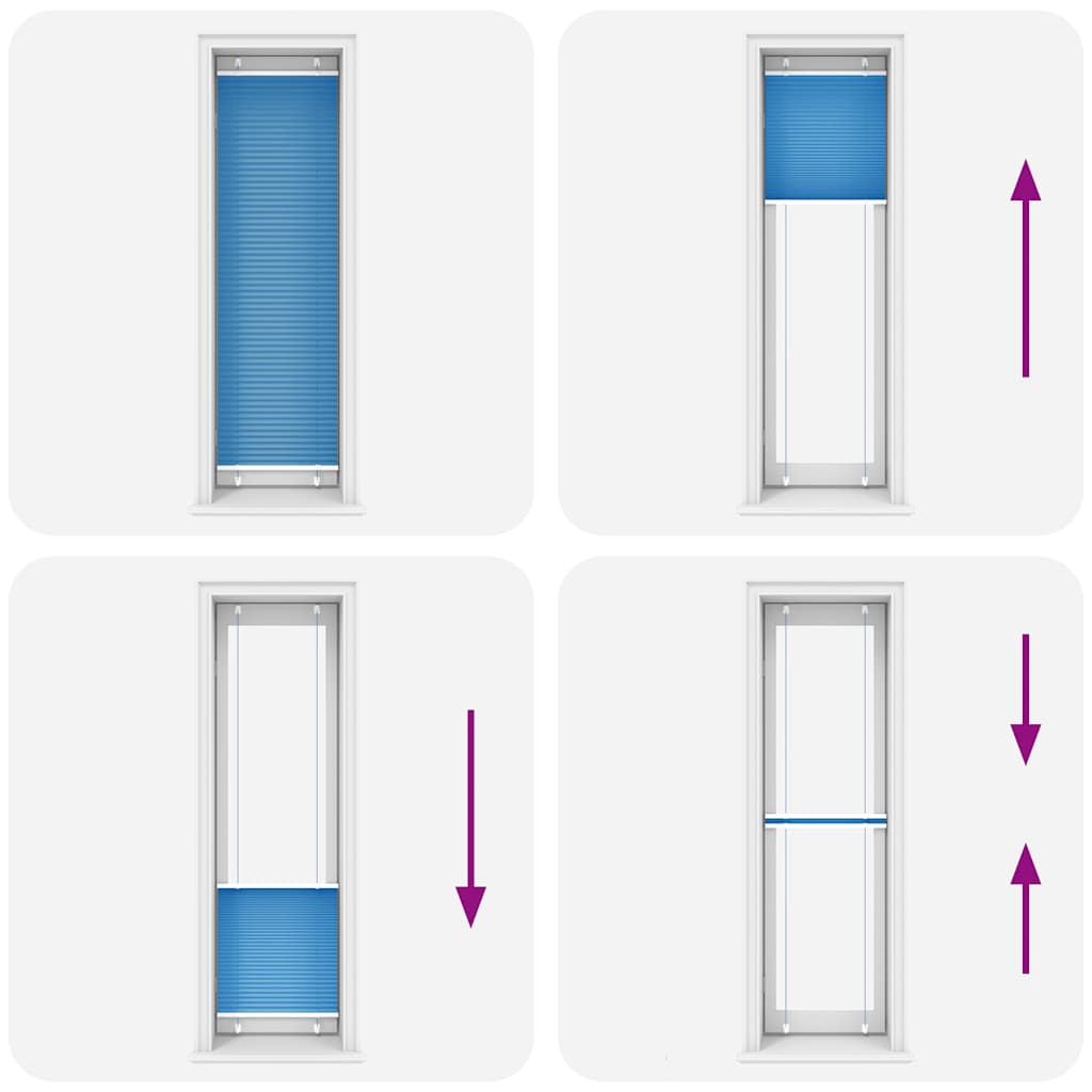 Blue Pleated Roller Blind 60X200 Cm Fabric Width 59.4 Cm