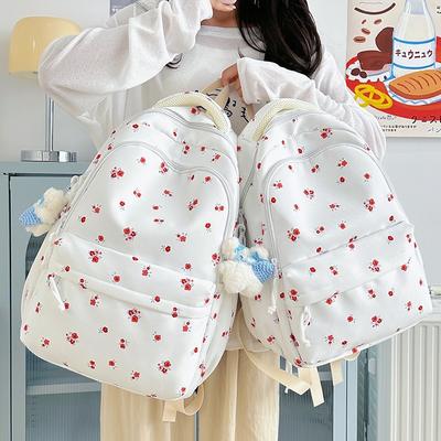 The New Schoolbag Is High-value, Fresh and Sweet Floral Backpack, and the Lightweight Spring Outing Backpack for Junior High School Students.