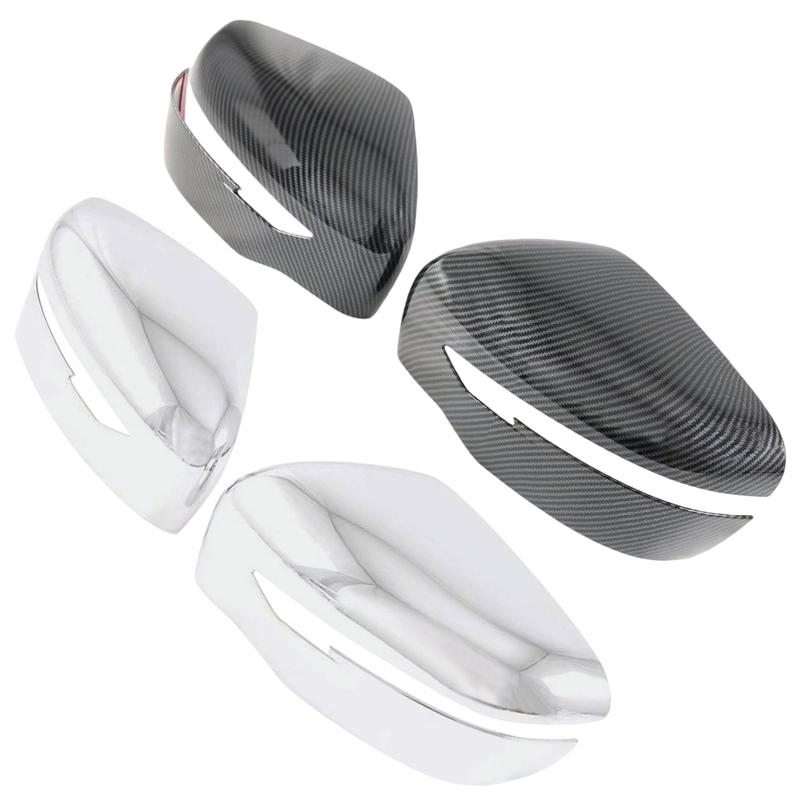 2Pcs Car Rear View Side Mirror Cover Trim Carbon Fiber/Chrome Left Right For Nissan Navara NP300 2017 2018 Accessories