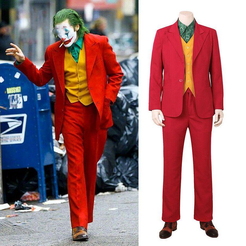 Neues Herren Joker Film Arthur Fleck 4-teiliges Anzug Set Clown Halloween Kostüm Cosplay