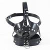 BDSM PU Leather Head Harness Hood with Silicone Dildo Mouth Gag Slave Bondage Mask Collar Fetish Role Play Gear Adult Sex Toys