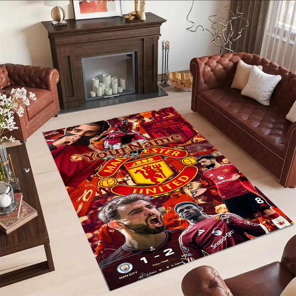 Manchester Customizable Name Carpet Perfect for Entryway Balcony Game Room Hallway Antislip Carpet Decorate Offices Birthday/Christmas Gift