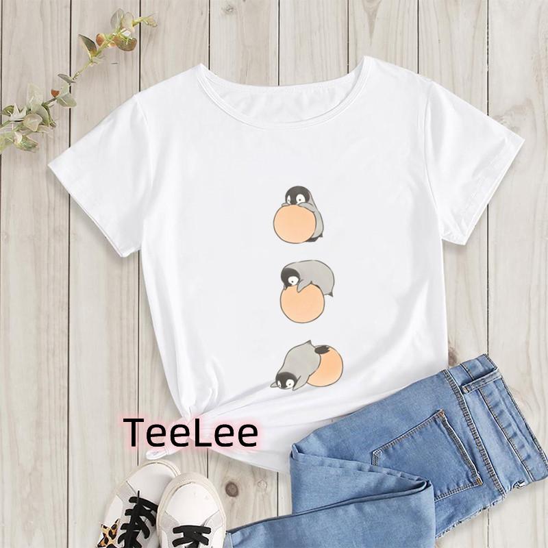 Kawaii Penguin Cookies Tshirts Cartoon Unisexs Tshirt Graphic Tshirts Ladies Youth Short Sleeve Cute Tshirts Female