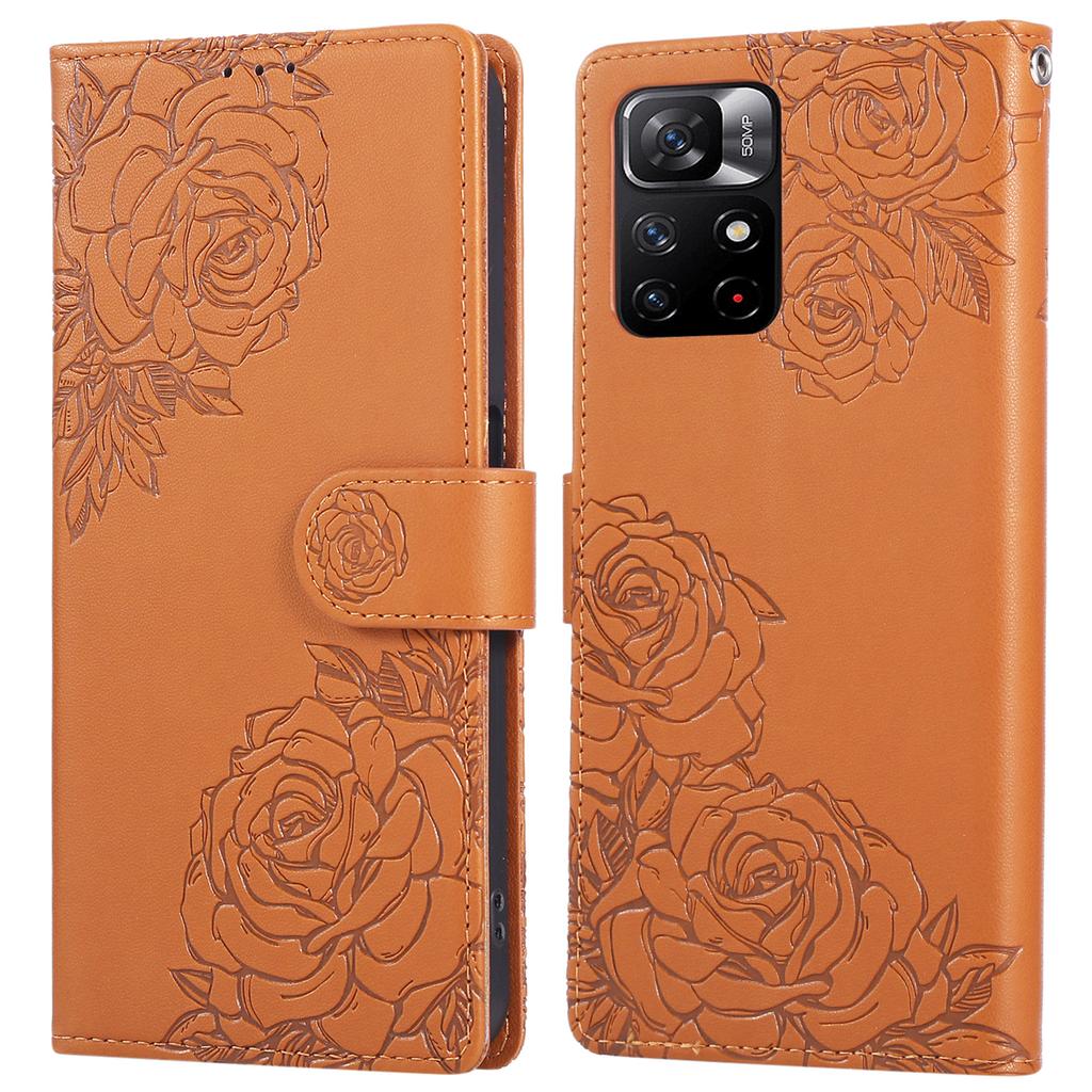 For Xiaomi Redmi Note 12S 4G/Note 11S 4G Case Rose Flower PU Leather Wallet Phone Cover with 3 Card Slots