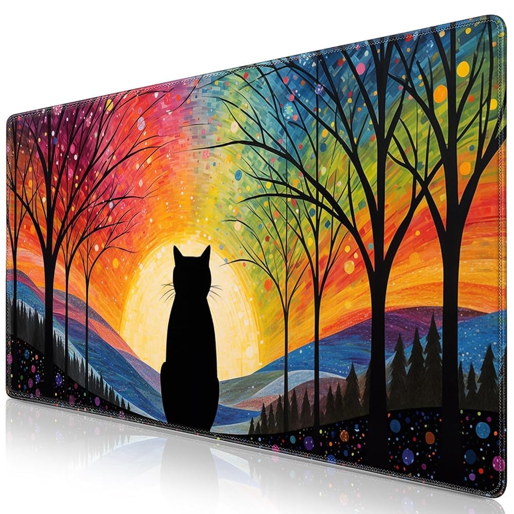 

Большой игровой коврик для мыши и клавиатуры, идеально подходящий для офиса и работы, а также как коврик для кошки, 90x40 см, нескользящий, XXL, игровой, для ПК, ноутбука, для использования, (Радужный дизайн)