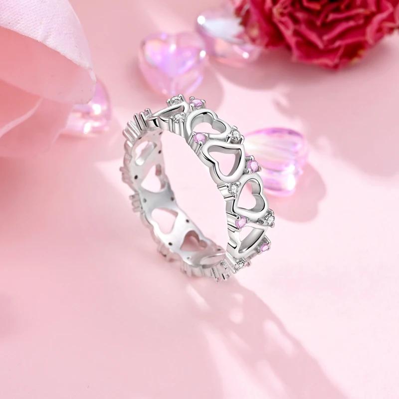 Authentic Copper Metal Metal Ring Romantic Love Special Mother's Day Series Zircon Heart Ring Elegant Exquisite Party High Quality Fine Jewelry