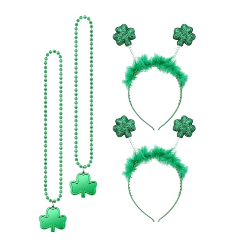 

Clovers Pattern Headbands Necklaces Suit Unique Multiple Styles Headdress for Girls and Women 1