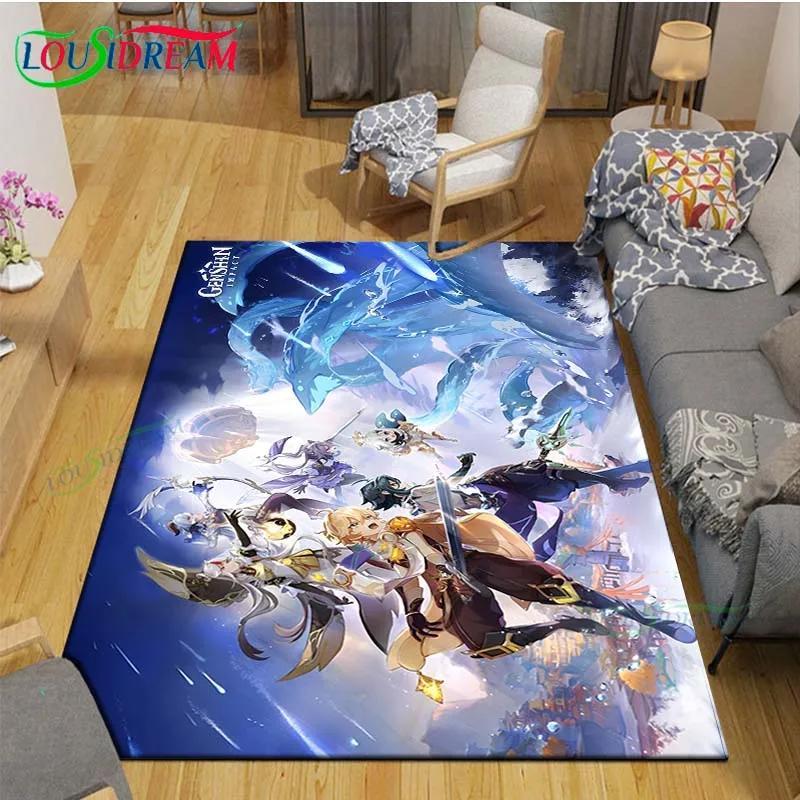 Popular Cartoon Game G-Genshin Impact Printed Carpet Living Room Anti-Skid Area Rug Kids Bedroom Mats Yoga Mat Carpet Decor Gift