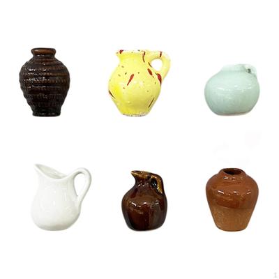 6 Pièces Vases Mignons en Céramique Réfrigérateur Vase à Fleurs Ornement Simulation 3D Petite Plante pour Bureau