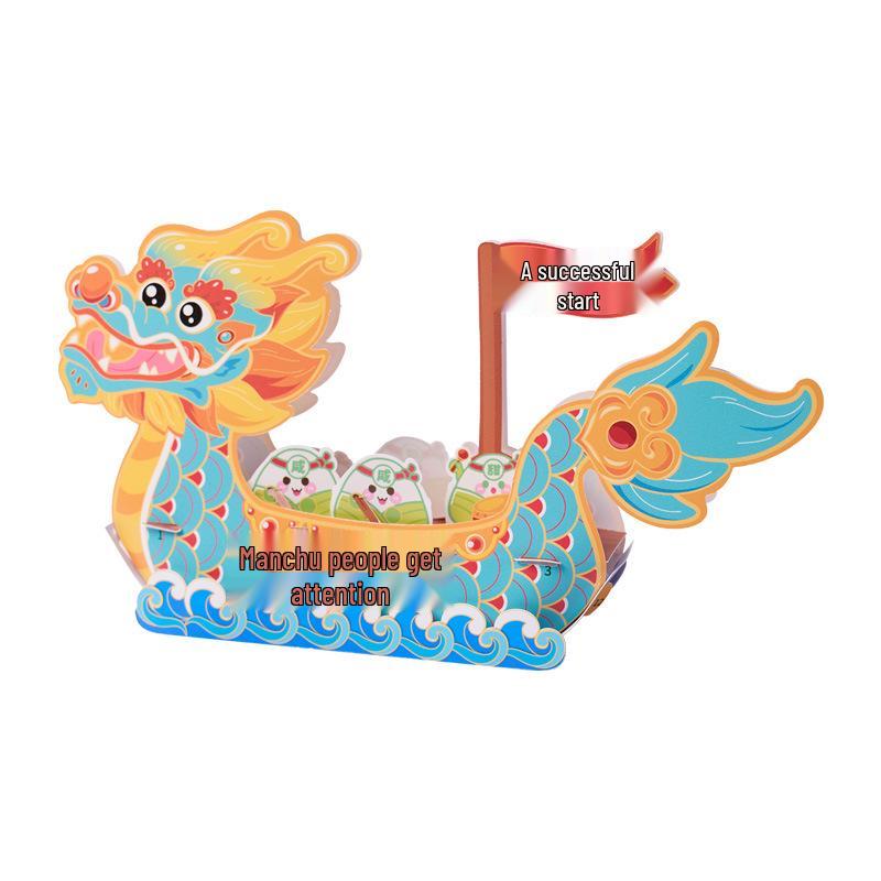 Handmade DIY Traditional Dragon Boat Festival Race Kit for Children - Fun Kindergarten Toy