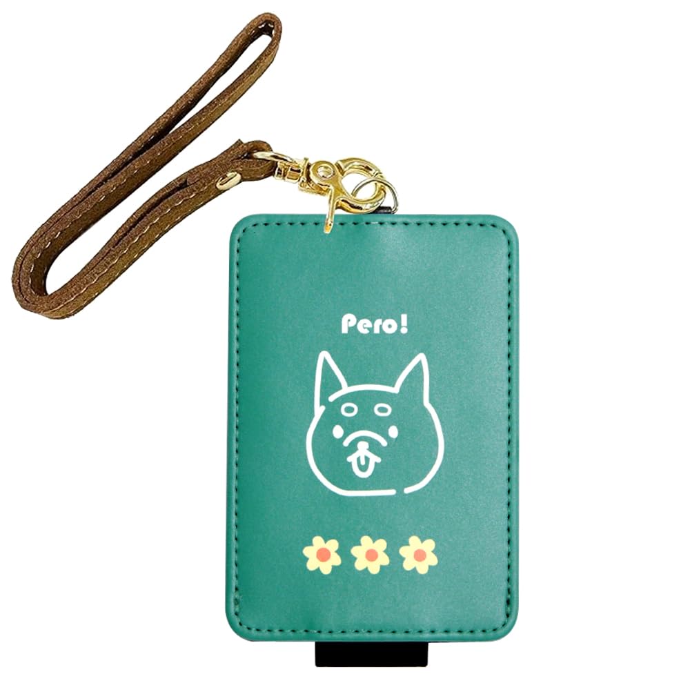 

[Grand Cinq] Women s Pass Case (with Anti-Fall Strap & Button) Pero (Line Art) [Shiba] IC Card Case for Commuting and School