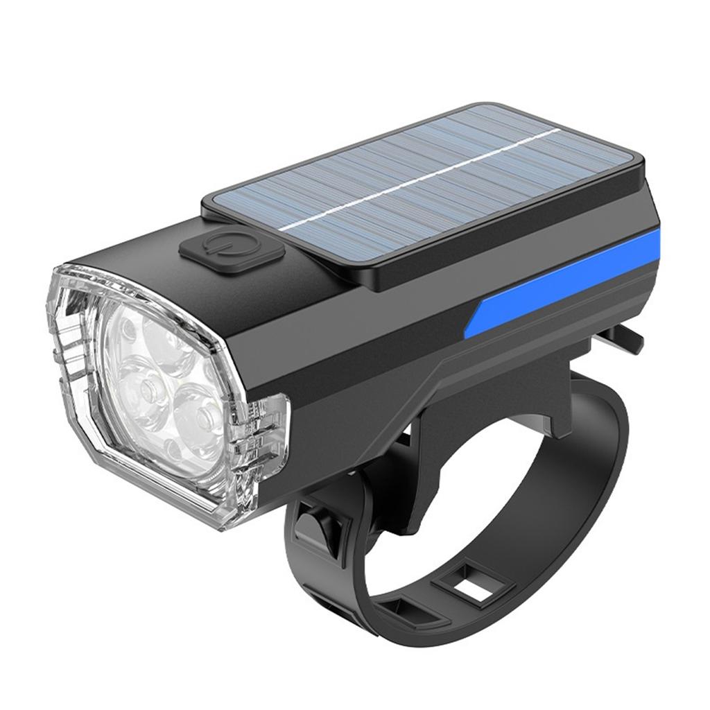 Solar Powered Light Strip with High- Horn, High/Low Beam High-Brightness Cycling Light, Outdoor Three-Light Bike Horn
