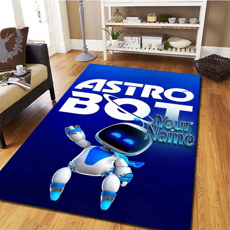 ASTRO BOT Benutzerdefinierter Name Teppich für Wohnzimmer Schlafzimmer Zuhause Sofadekoration, Kinderspiel Rutschfeste Bodenmatte