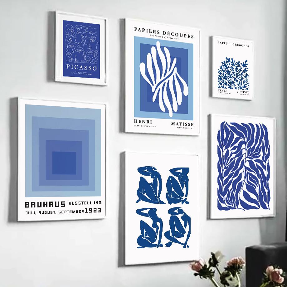 Blaue Henri Matisse Bauhaus Picasso Korallenblätter Poster und Drucke Wandkunst Leinwandgemälde für Wohnzimmer dekorative Bilder