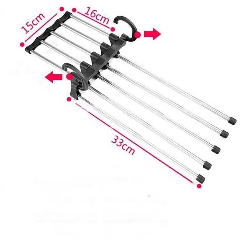 Multifunctional Super Practical Stainless Steel Tube Five In One Pants Rack Magic Pants Rack Space Hanger