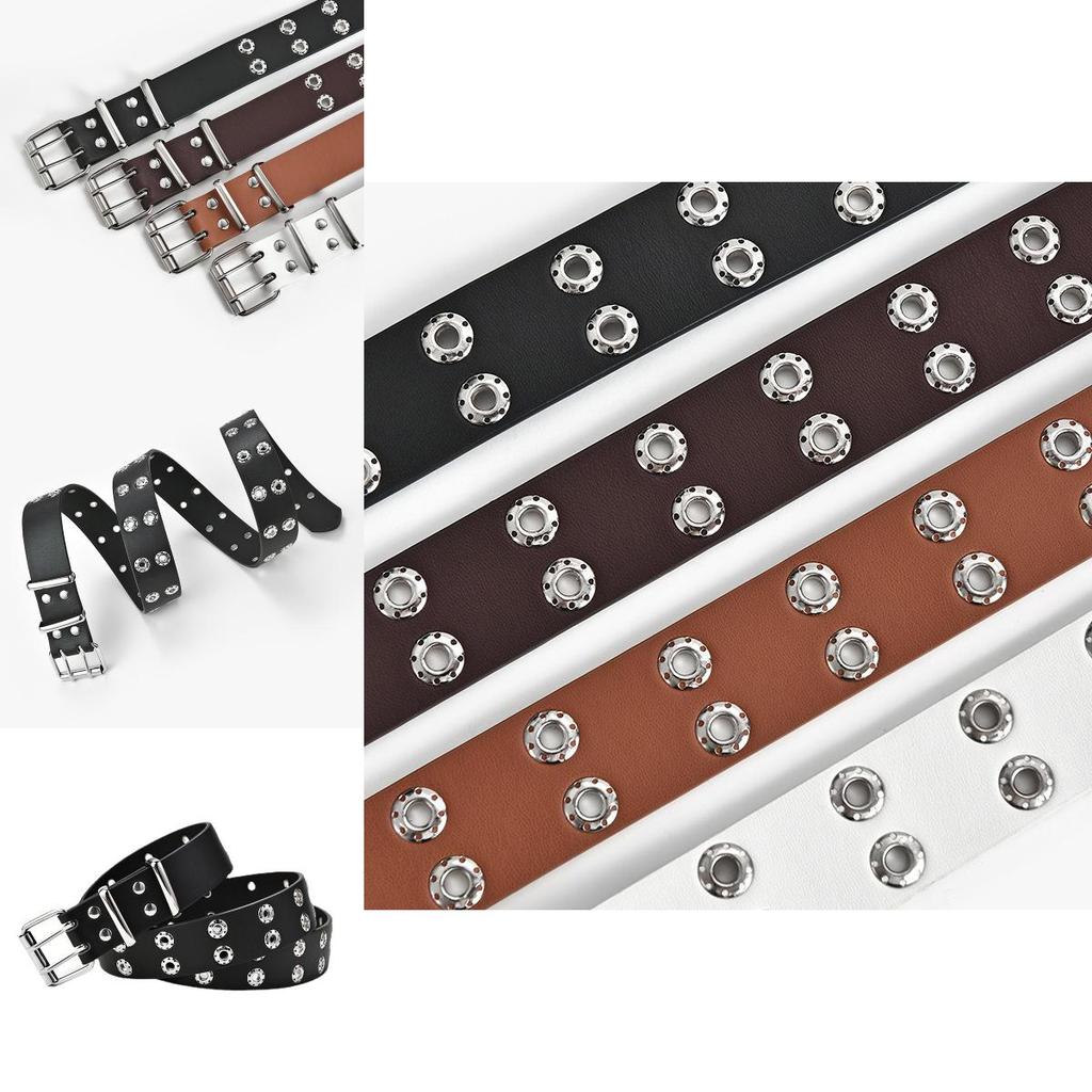 Trendy 2024 Punk Women's Double Row Belt Stylish Casual Denim Belt For Fashionistas