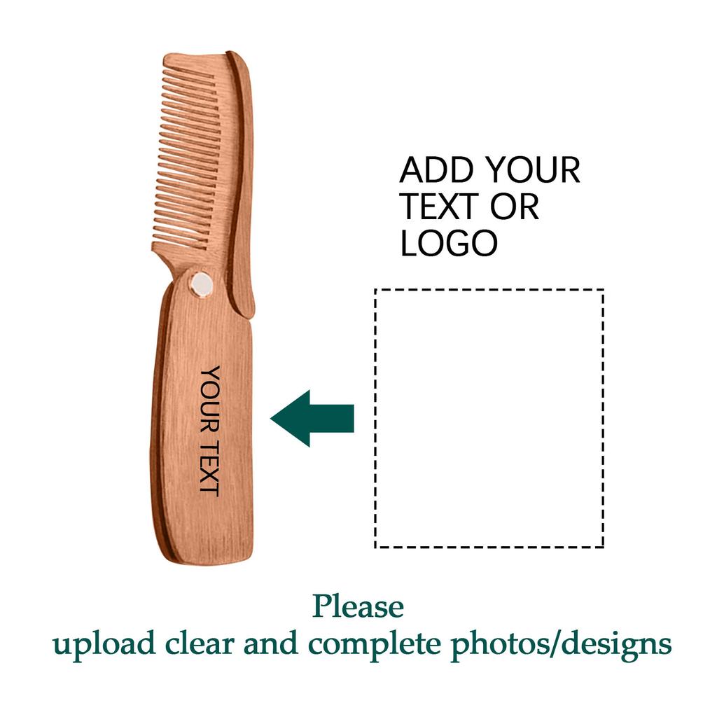 Customization - Personalized Folding Solid Wood Beard Comb Folding Wood Comb