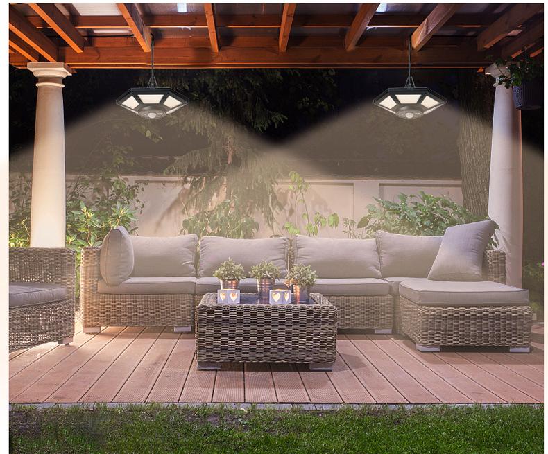 Outdoor Solar LED Pendant Light for Balcony, Pavilion, Terrace, Shed, Garage, and Courtyard.