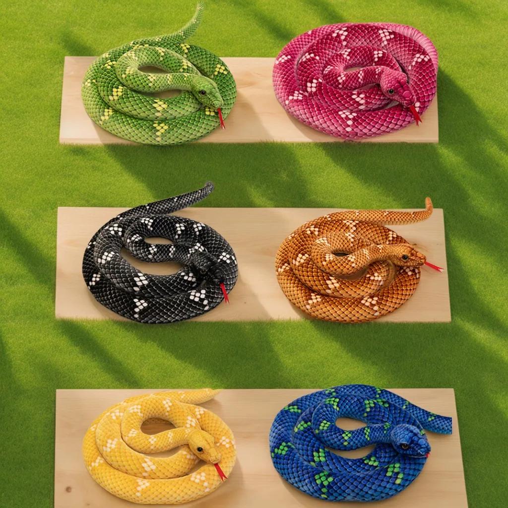 Jucării de pluș cu șarpe Kawaii de 70-280 cm Pit Viper Realistic Umplut Cobra Animal Bumbac moale Păpușă drăgălașă Piton Cadouri de aniversare pentru băieți