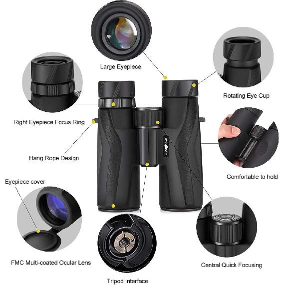 Compact Binoculars for Adult & Kids,Lightweight High-Powered 12x32 Binoculars for Bird Watching,Travel, and Adventure,Crystal Clear Optics,IPX7