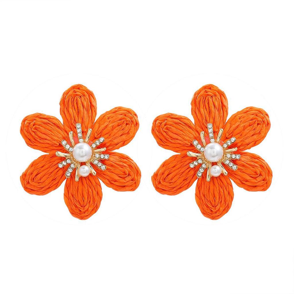 Spring Floral Raffia Earrings – European & American Style for Ladies' Parties
