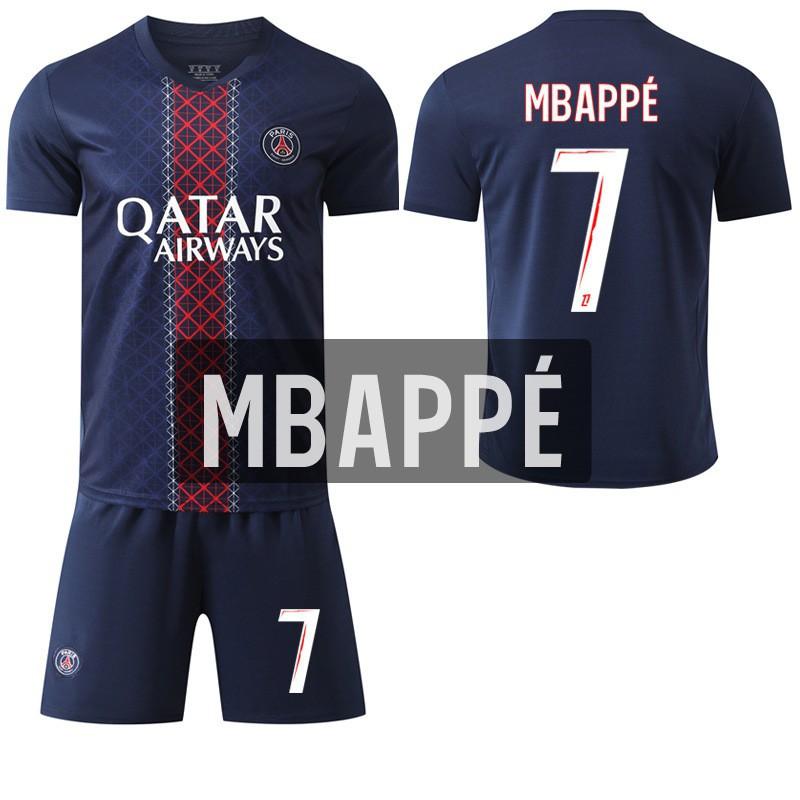 

2025-26 No. 7 Mbappe 10 Dembele 30 Messi Jersey Greater Paris Home Football Shirt Set #M