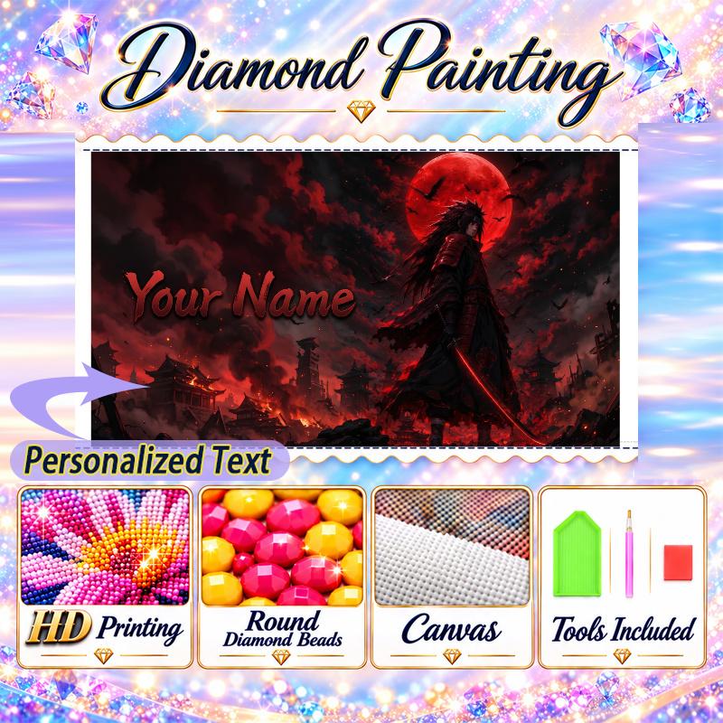Personalized Madara Uchiha Diamond Art Custom Name 5D Diamond Painting Full Drill DIY Craft