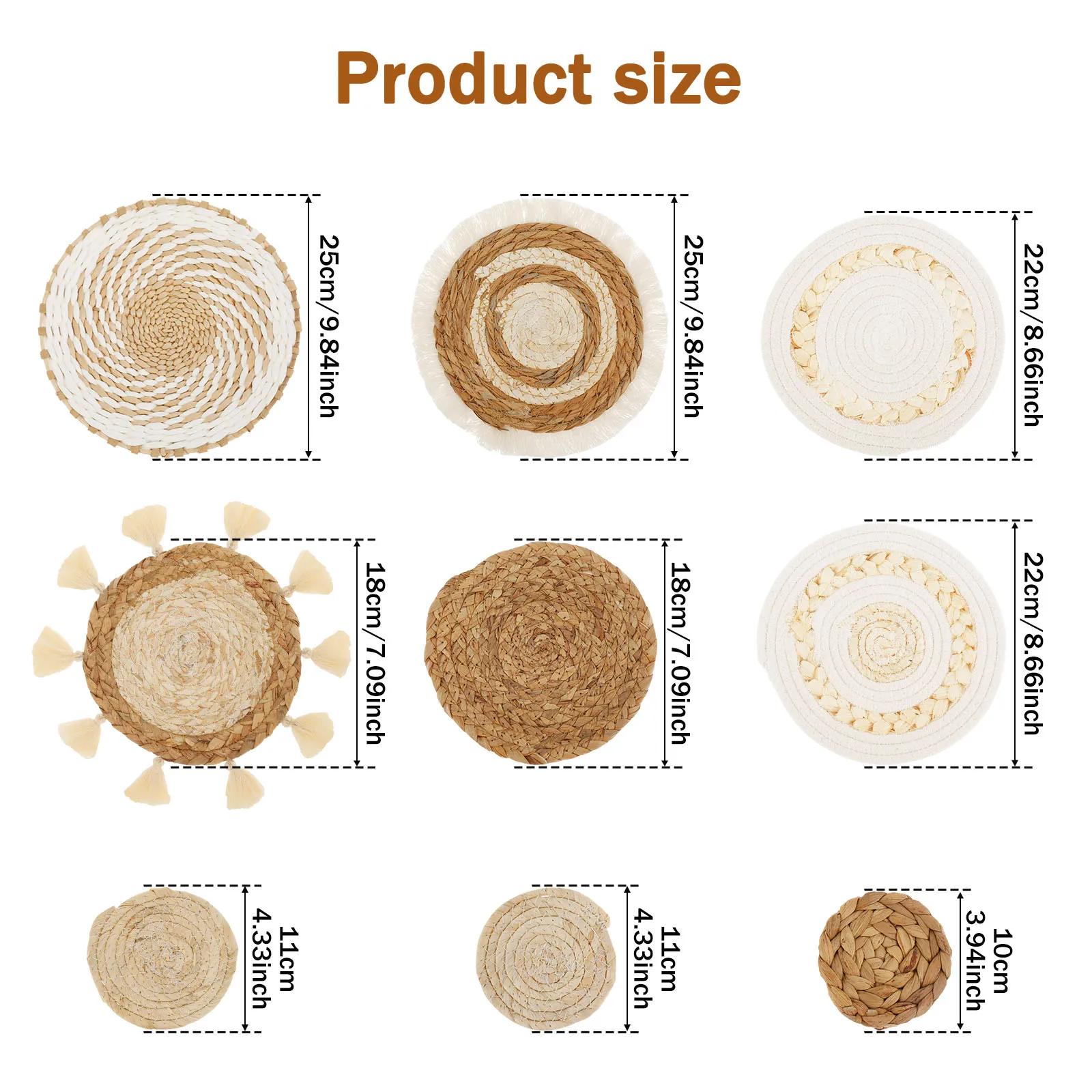 11/7Pcs Wall Hanging Decor Bohos  Basket Decor Hanging Handmade Woven Wicker  Basket Decor Rattan Wicker Ornaments